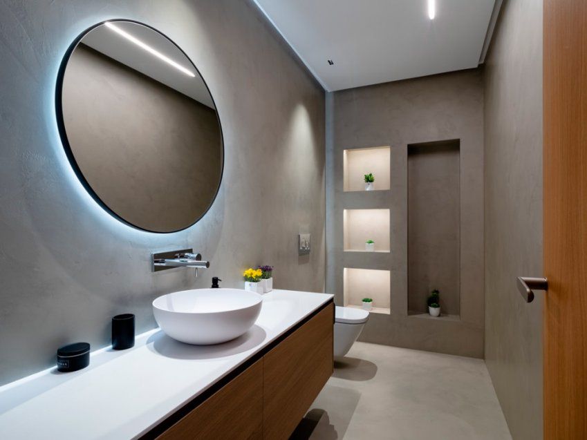 Baño con acabado en microcemento