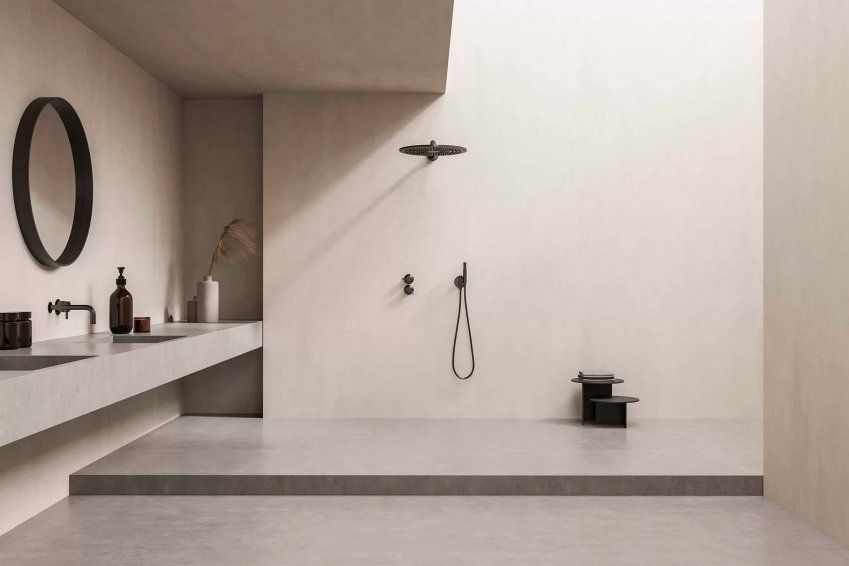 Baño con acabado en microcemento